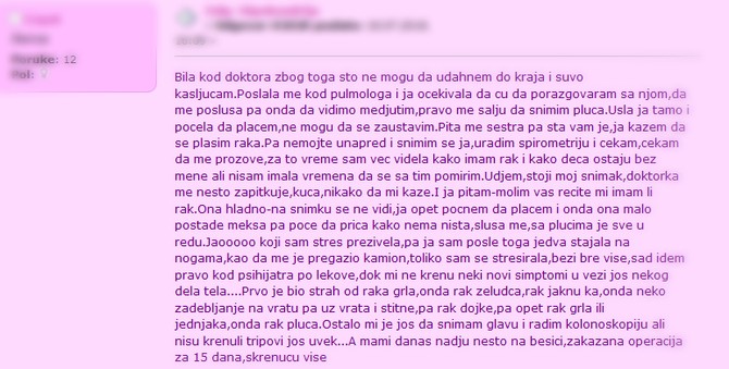 Hipohondri najčešće strahuju od raka, ali i nekih drugih teško izlečivih bolesti