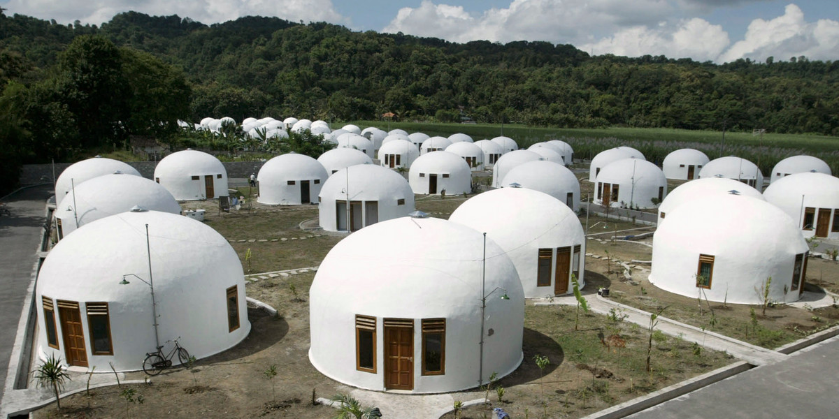 About 70 dome houses, which were built by the US-based Domes for the World.