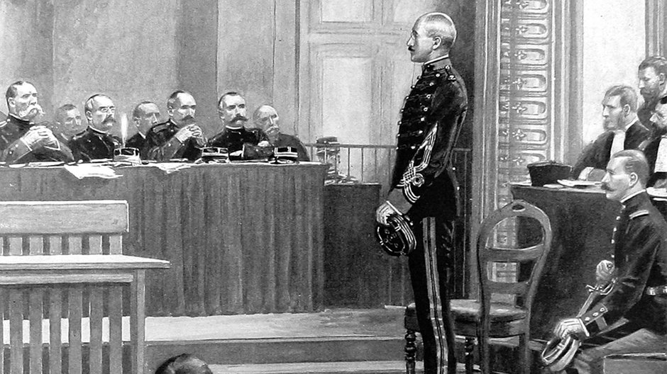 Proces kapitana Dreyfusa przed sądem w Rennes, 1899 r. Ilustracja z „London News”.