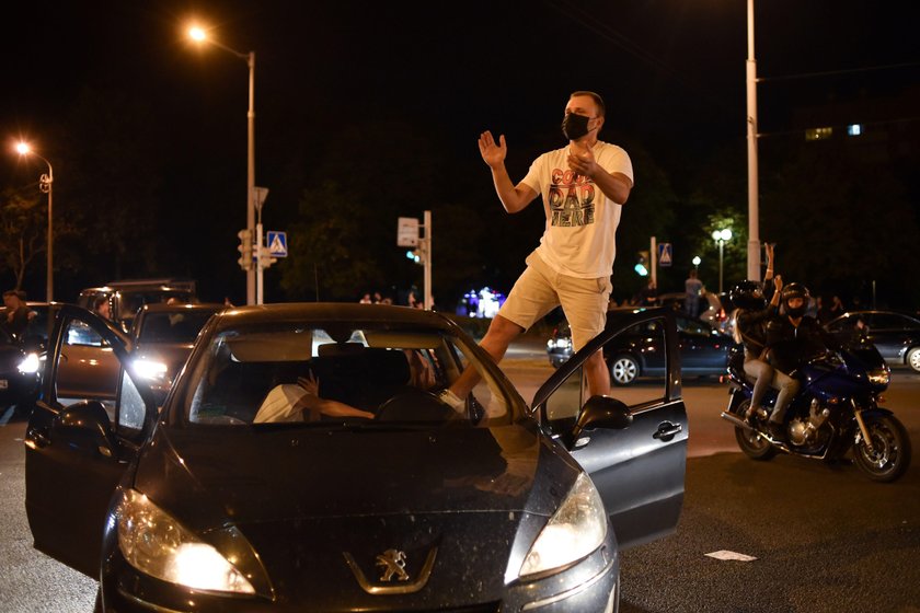 Belarusian opposition supporters protest against presidential election results in Minsk