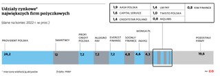 Udziały rynkowe * największych firm pożyczkowych