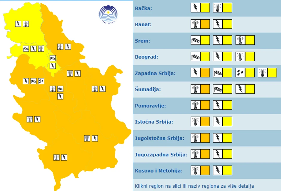 Meteoalarm za subotu