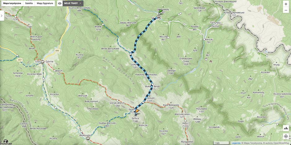 Trasa szlaku Muczne - Tarnica przez Bukowe Berdo