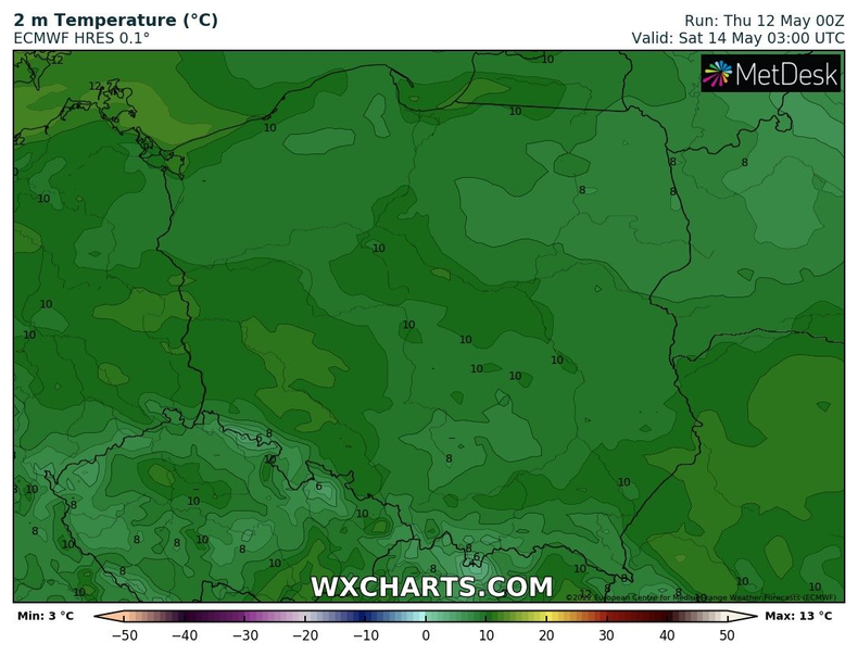 Temperatura oscylować ma w okolicach 10 st. C