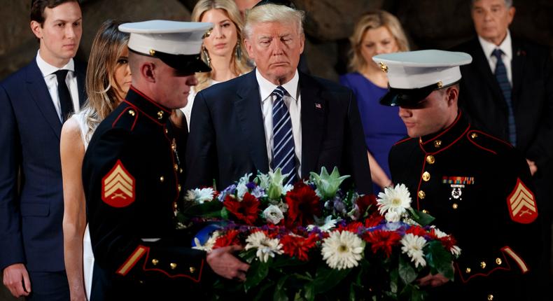 President Donald Trump and first lady Melania Trump lay a wreath at Yad Vashem in Jerusalem on Tuesday to honor the victims of the Holocaust.