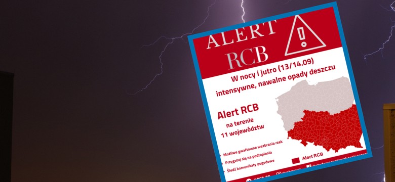 Alert RCB. Nawalne opady deszczu i powodzie
