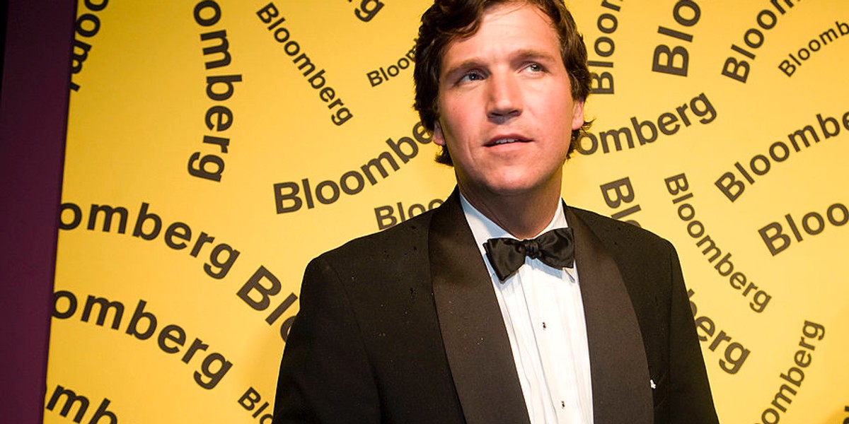 Tucker Carlson arrives at the Bloomberg after party following the White House Correspondents' Dinner in 2008.