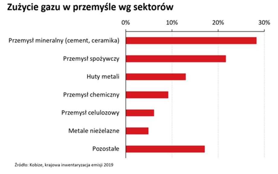 Zużycie gazu w Polsce według sektorów.