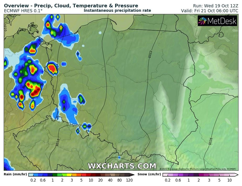 Lloverá en el oeste durante la noche.