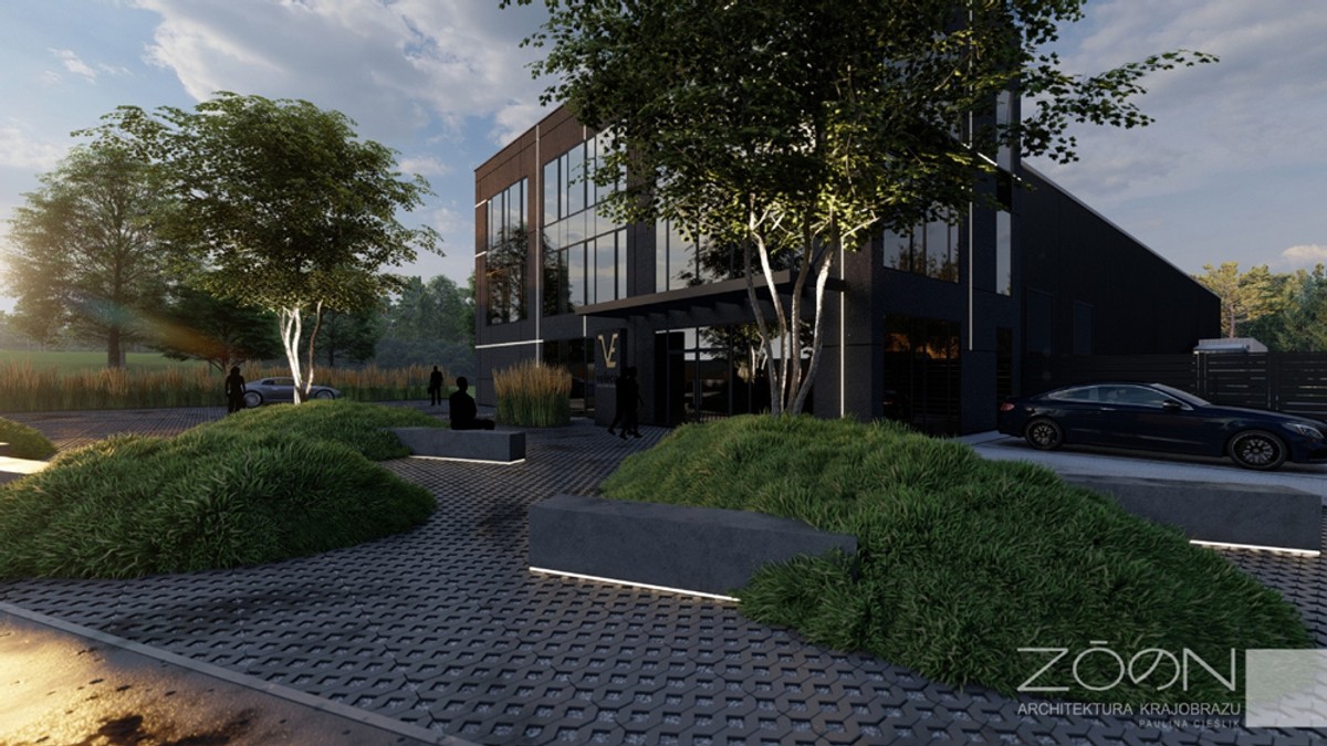 Plan zagospodarowania przestrzennego, projekt elewacji, architektury zieleni oraz infrastruktury drogowej dla nowej inwestycji Veleco wykonała Paulina Cieślik z, doświadczonej w podobnych projektach, częstochowskiej firmy ZOEN