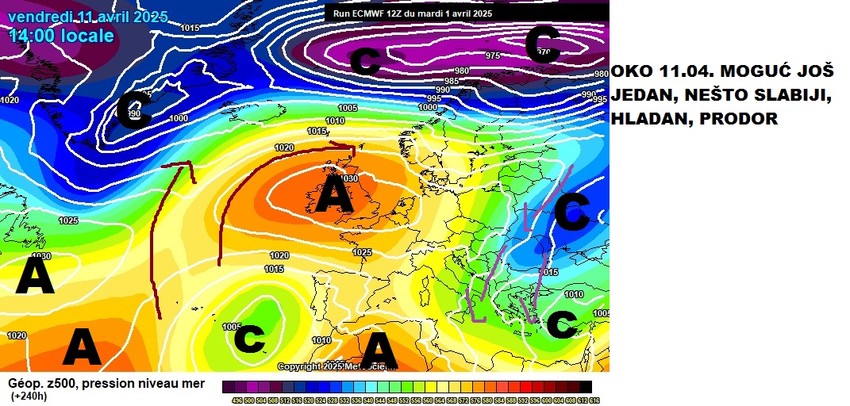 11. aprila stiže novo zahlađenje. a posle 13. aprila temperatura počinje da raste