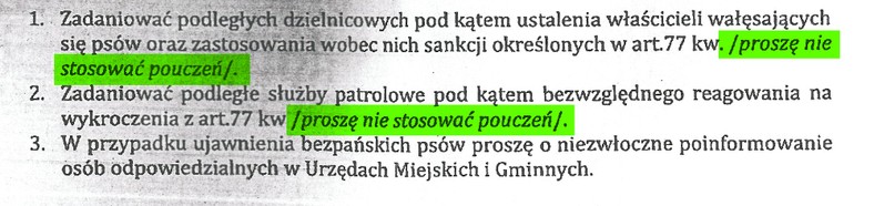 Fragment policyjnej notatki służbowej