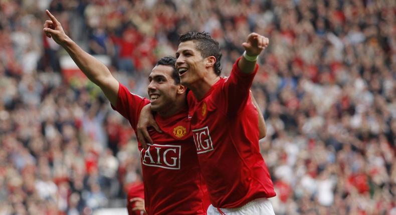 Cristiano Ronaldo and Carlos Tevez played two seasons together at Manchester United