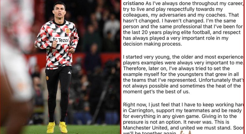 Ronaldo issues a statement on substitution controversy