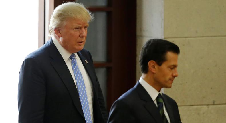 US President Donald Trump and Mexican President Enrique Peña Nieto in Mexico City, August 31, 2016.