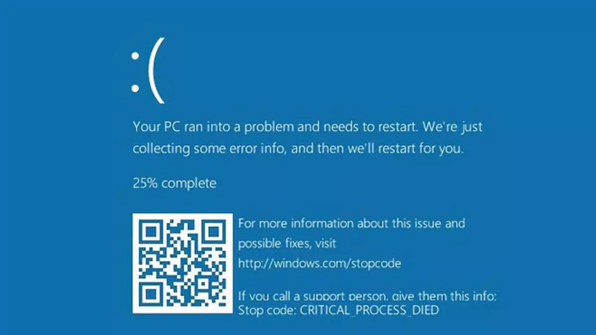 Podczas niebieskiego ekranu w Windows 10 pojawiły się kody QR