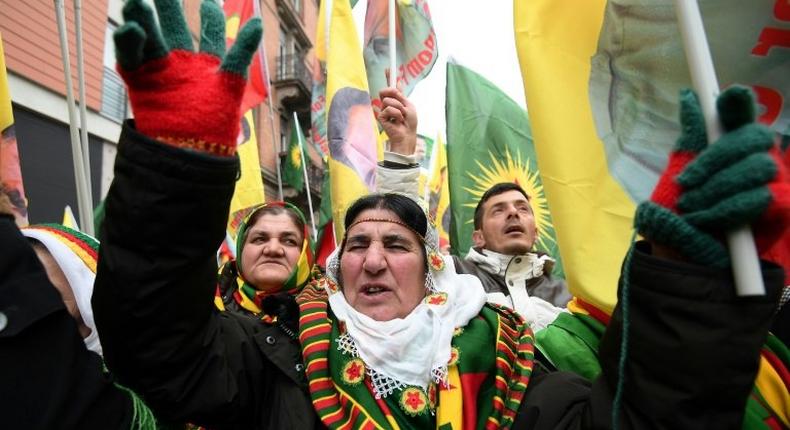 Kurdish demonstrators were marching through Strasbourg demanding Ocalan's release for an 18th straight year