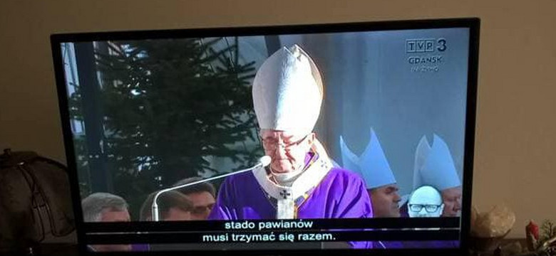 Napisy z filmu o małpach w trakcie transmisji pogrzebu prezydenta Gdańska. TVP odpowiada