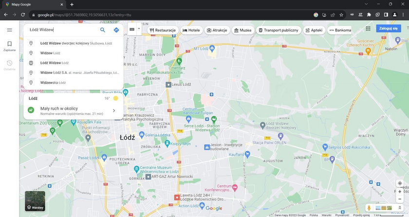 Łódź w Google Maps