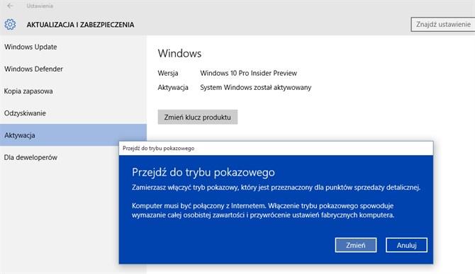 Tryb pokazowy w Windows 10 można włączyć na własnych komputerach, ale lepiej tego nie róbcie