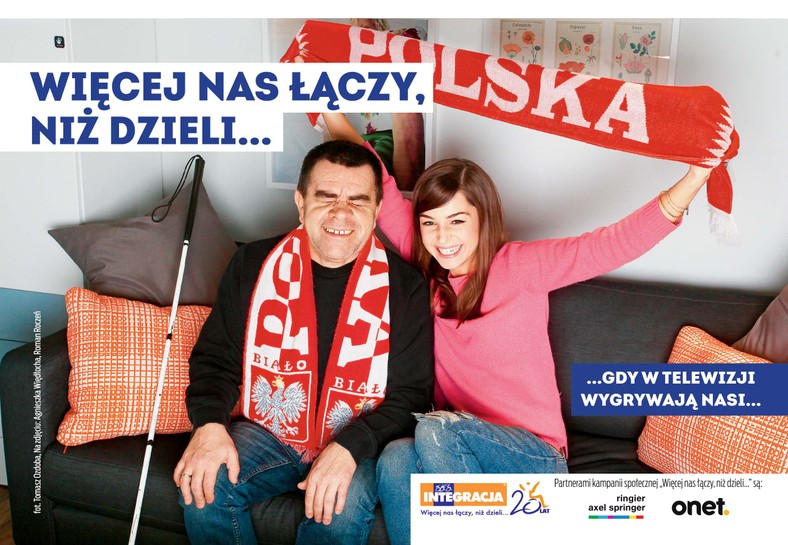 Plakat kampanii 20-lecia Integracji "Więcej nas łączy, niż dzieli..."