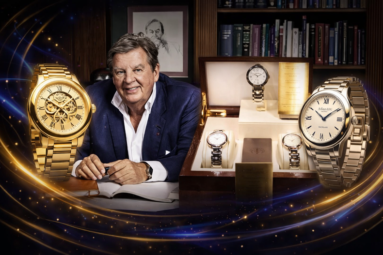 A selection of Baume & Mercier luxury wristwatches on display, highlighting the Swiss brand’s nearly 200-year heritage before its sale by Richemont to Italy’s Damiani Group. [Getty Images/AI Images]