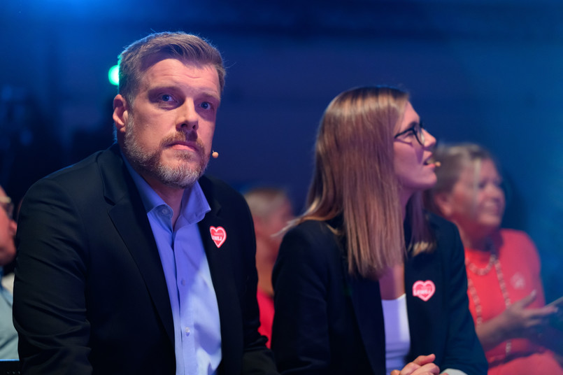 Kampania wyborcza do parlamentu 2023. Współprzewodniczący Partii Razem Adrian Zandberg oraz posłanka Lewicy Magdalena Biejat