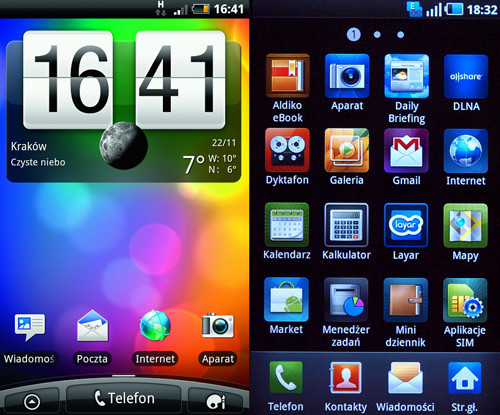 Jeden Android, dwie nakładki, całkiem inne doświadczenia. Po lewej: HTC Sense, po prawej: Samsung TouchWizz