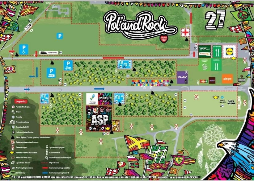 Mapa Festiwalu Pol'and'Rock.