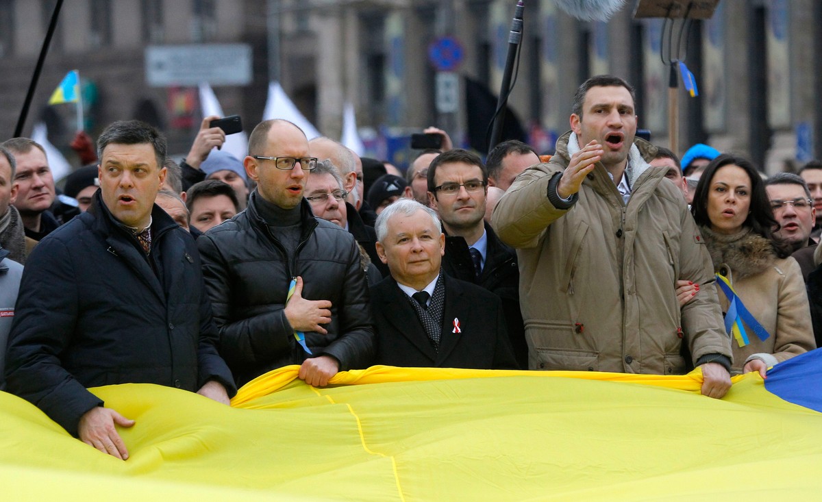 Jarosław Kaczyński wśród polityków opozycji w Kijowie
