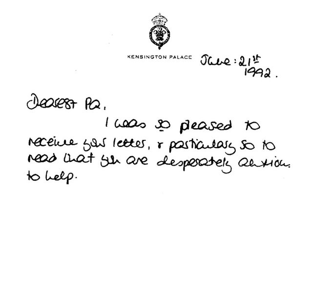 List księżnej Diany do księcia Filipa