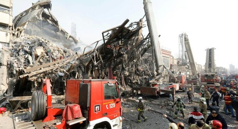More than 200 firefighters battled the blaze at the 15-storey Plasco building in Tehran, on January 19, 2017