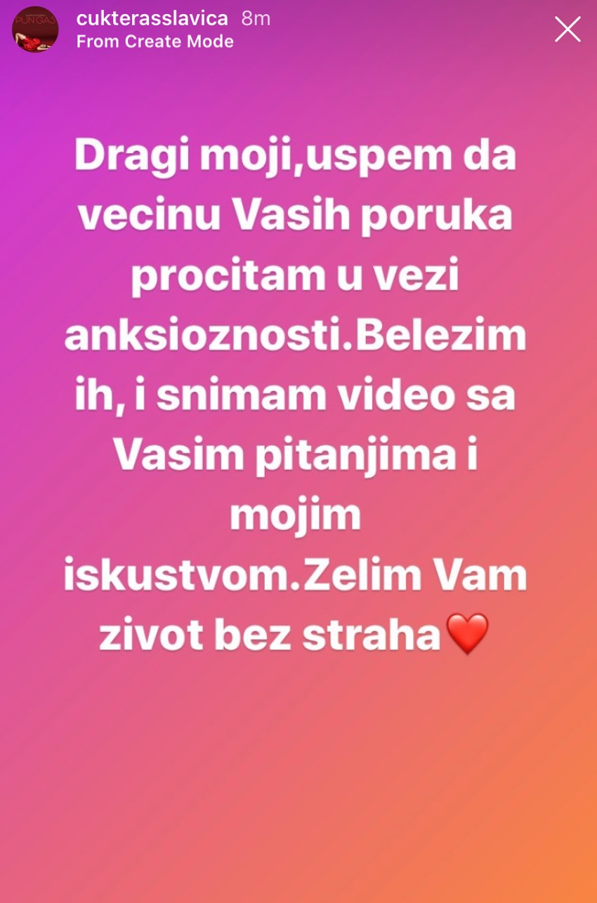 Objava Slavice Ćukteraš