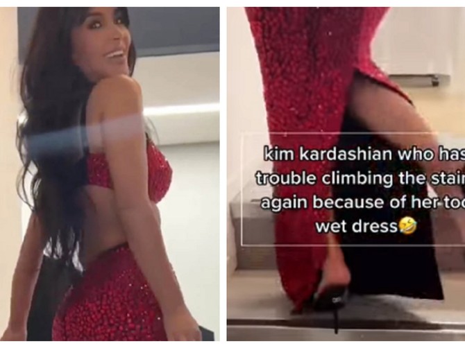 Kim Kardašijan se jedva popela uz stepenice u pretesnoj haljini 