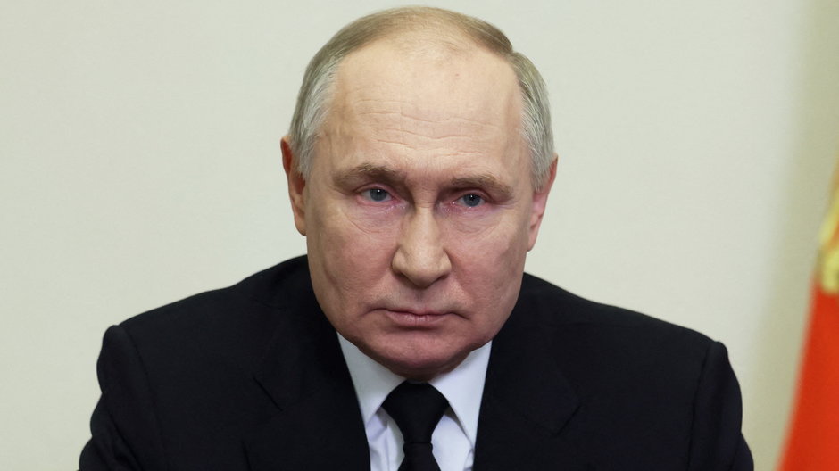Prezydent Rosji Władimir Putin wygłasza przemówienie w Moskwie, 23 marca 2024 r.