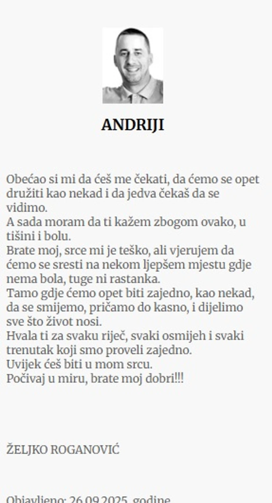 Porodica i prijatelji se opraštaju do ubijenog Andrije