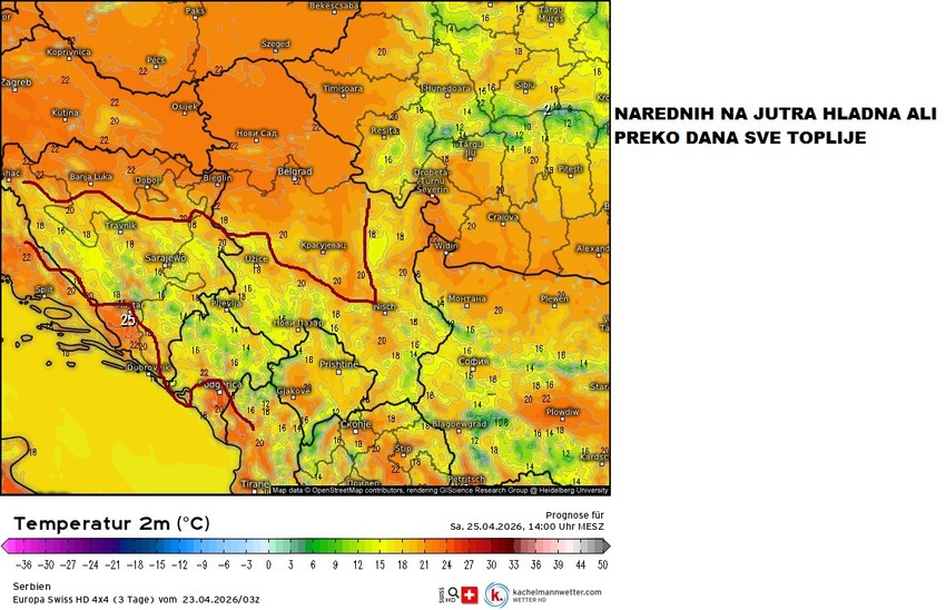 Narednih dana jutra hladna, a preko dana toplije