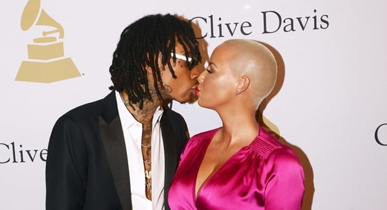 Wiz Khalifa and Amber Rose share kiss at pre-Grammy gala