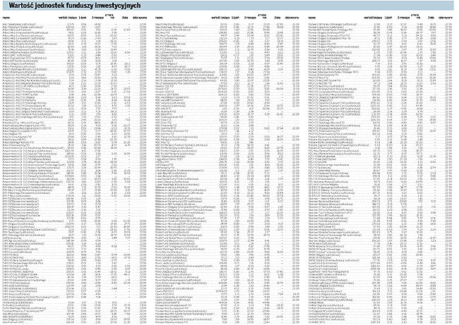 Wartość jednostek funduszy inwestycyjnych