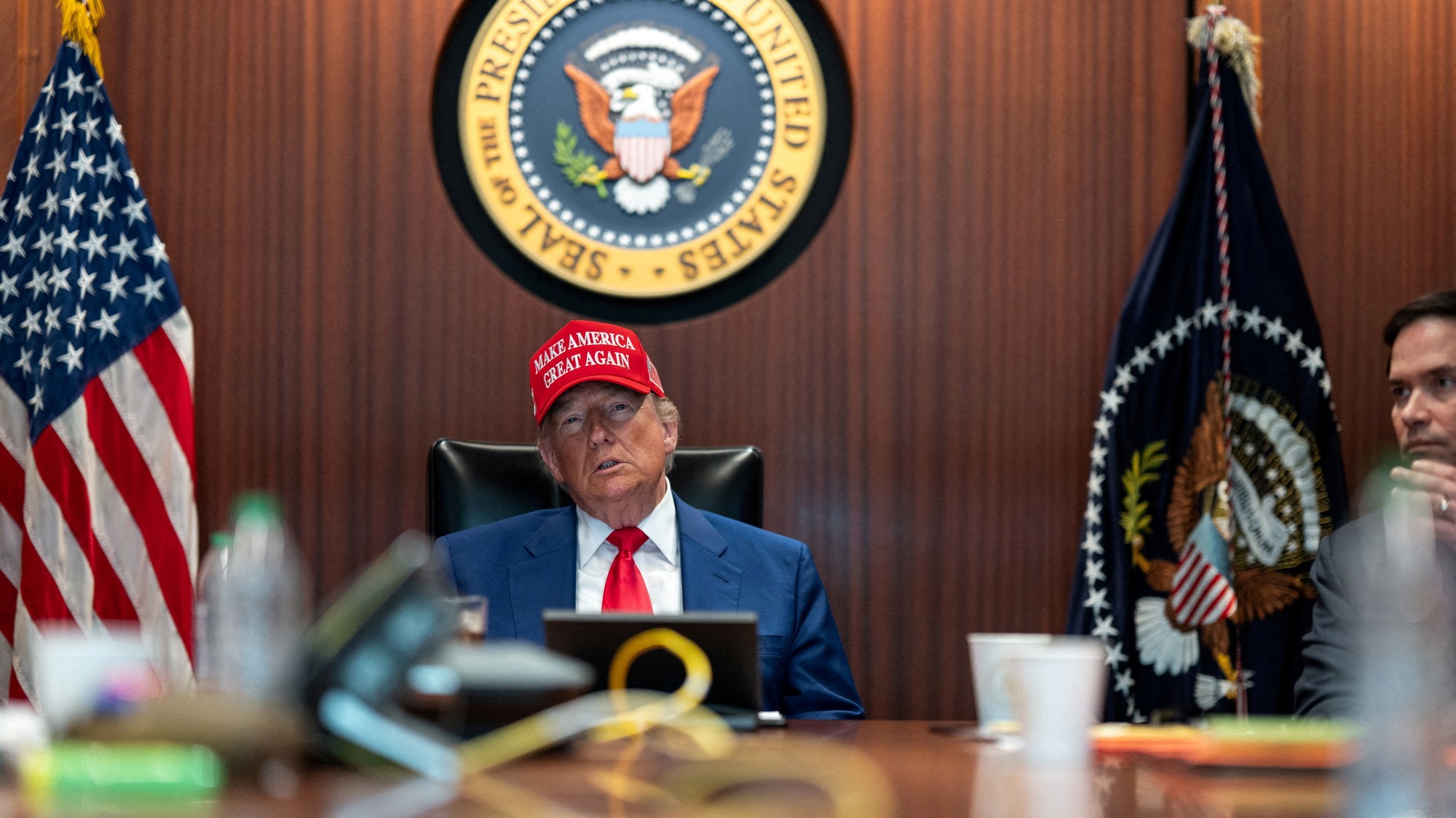 Americký prezident Donald Trump počas stretnutia v Bielom dome, 21. júna 2025.