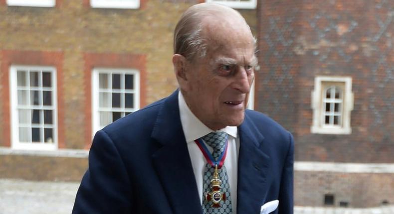 Britain's Prince Philip arrives at Chapel Royal in St James's Palace in London, for an Order of Merit service on May 4, 2017