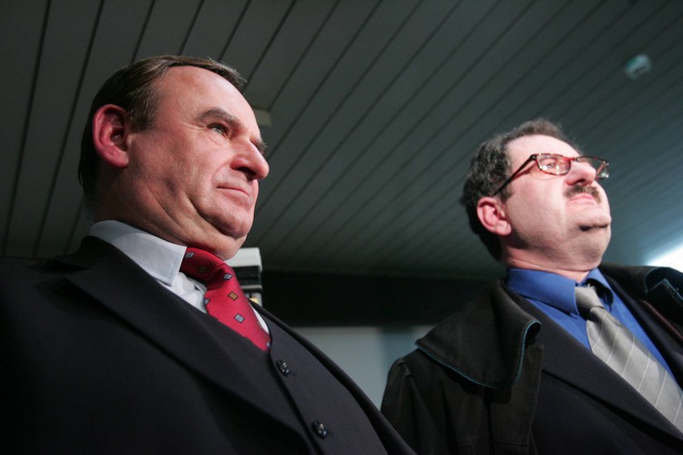 Mieczysław Wachowski z adwokatem w Sądzie Apelacyjnym w sprawie o zniesławienie Lech Kaczyński kontra Mieczysław Wachowski