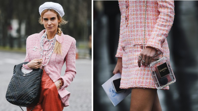 Pudrowy róż na wiosnę 2025: stylizacje w stylu Chanel