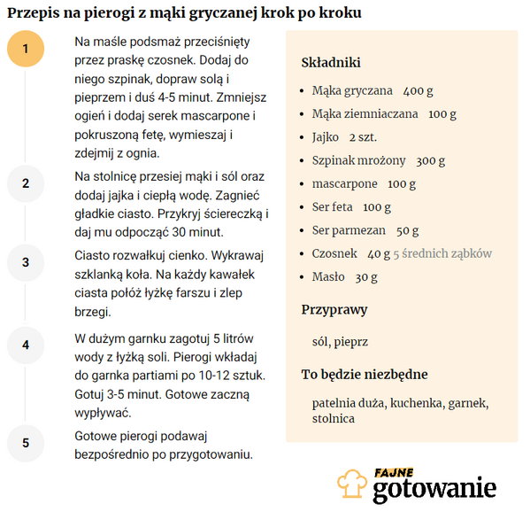 Przepis na pierogi z mąki gryczanej