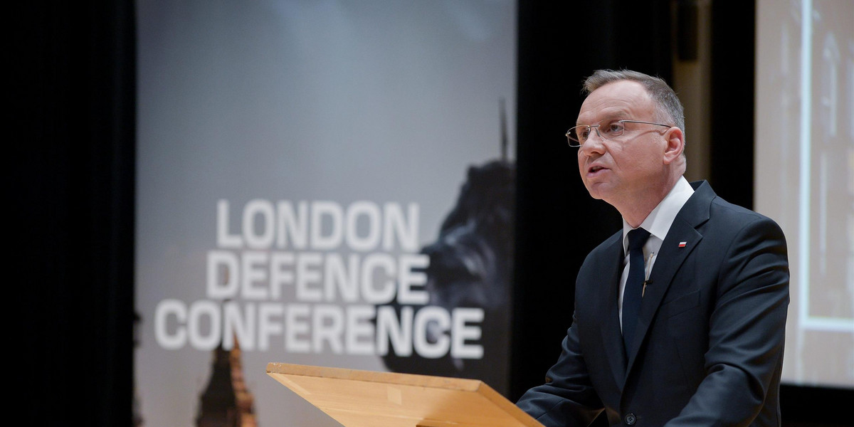 Prezydent Andrzej Duda na konferencji w Londynie