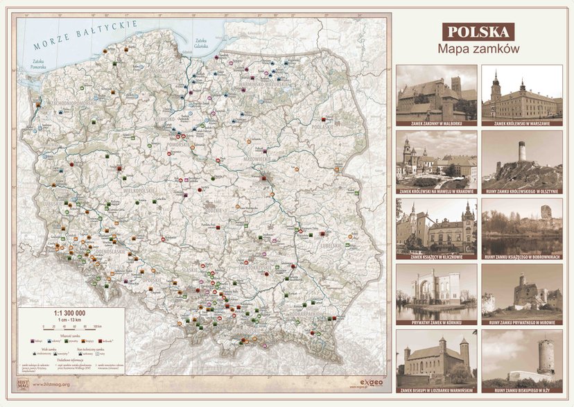 Mapa zamków w Polsce (aut. Marcin Sobiech - EXGEO Professional Map)