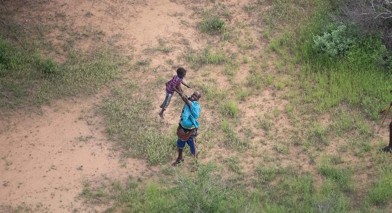 An aerial photo of Ayub Ahmed who was lost in Tsavo National Park for six days | Photo credts: Sheldrick Wildlife Trust