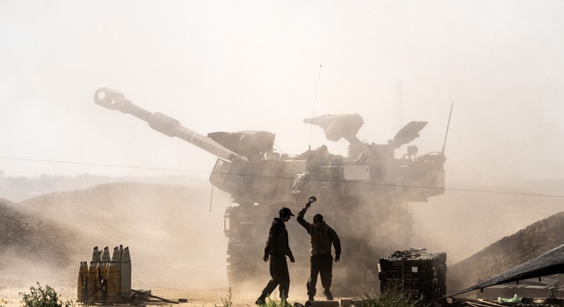 Israeli artillery troops stationed at the Rafah border launch attacks into southern Gaza on May 8, 2024.Photo by Mostafa Alkharouf/Anadolu via Getty Images