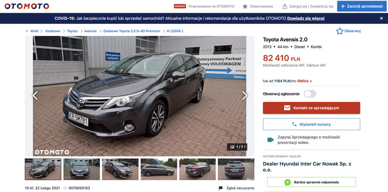 Fabrycznie nowe ośmioletnie Toyoty Avensis za... połowę ceny