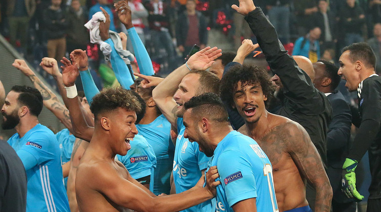 A Marseille focistái jutottak az Európa-liga fináléjába, miután a hosszabbításban gólt szereztek Salzburgban / Fotó: AFP